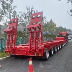 Custom Low Flatbed Semi Trailer 10-30m Construction Machinery Transport 3 Axle Low Loader Trailer Price 50,000-1,000,000 CNY Customizable