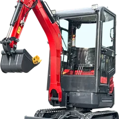 Model 18 Enclosed Cab Mini Excavator Kubota D722 Zero Tail 1.8 Ton Indoor Construction Digger