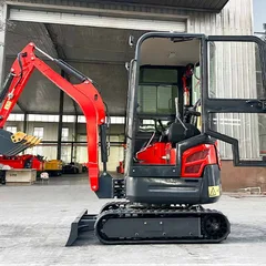 Model 18 Enclosed Cab Mini Excavator Kubota D722 Zero Tail 1.8 Ton Indoor Construction Digger