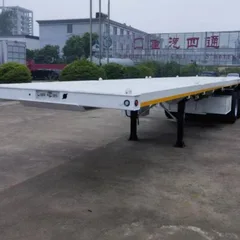 Standard Flatbed Container Semi Trailer, Fits Multiple Container Sizes, Through Beam Anti-deformation, Special For Cross-border Port Logistics