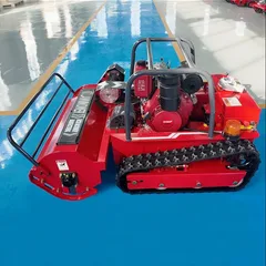 English SEO Title：All-Terrain Rubber Track Diesel Remote Lawn Mower Electric Start Garden PV Slope Weed Trimming Equipment In Stock