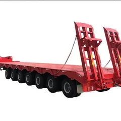 60-70 Ton Multi Axle Low Flatbed Semi Trailer, HG High Strength Steel Machinery Trailer With Spring Ramp For Excavator Export Africa Southeast Asia