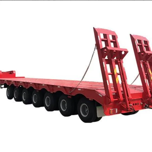 60-70 Ton Multi Axle Low Flatbed Semi Trailer, HG High Strength Steel Machinery Trailer With Spring Ramp For Excavator Export Africa Southeast Asia