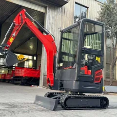 Model 18 Enclosed Cab Mini Excavator Kubota D722 Zero Tail 1.8 Ton Indoor Construction Digger