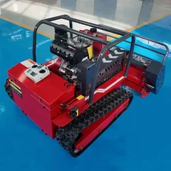 English SEO Title：All-Terrain Rubber Track Diesel Remote Lawn Mower Electric Start Garden PV Slope Weed Trimming Equipment In Stock