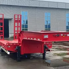 Custom Low Flatbed Semi Trailer 10-30m Construction Machinery Transport 3 Axle Spring Ramp Low Loader Trailer 50,000-1,000,000 CNY Private Custom