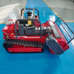English SEO Title：All-Terrain Rubber Track Diesel Remote Lawn Mower Electric Start Garden PV Slope Weed Trimming Equipment In Stock