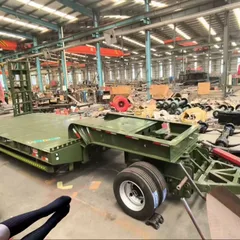 Military Traction Low Flatbed Semi Trailer With Spring Ramps 10-30m Heavy Construction Machinery Transport Private Custom Trailer