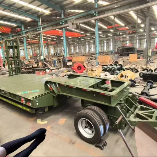 Military Traction Low Flatbed Semi Trailer With Spring Ramps 10-30m Heavy Construction Machinery Transport Private Custom Trailer