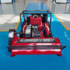 English SEO Title：All-Terrain Rubber Track Diesel Remote Lawn Mower Electric Start Garden PV Slope Weed Trimming Equipment In Stock
