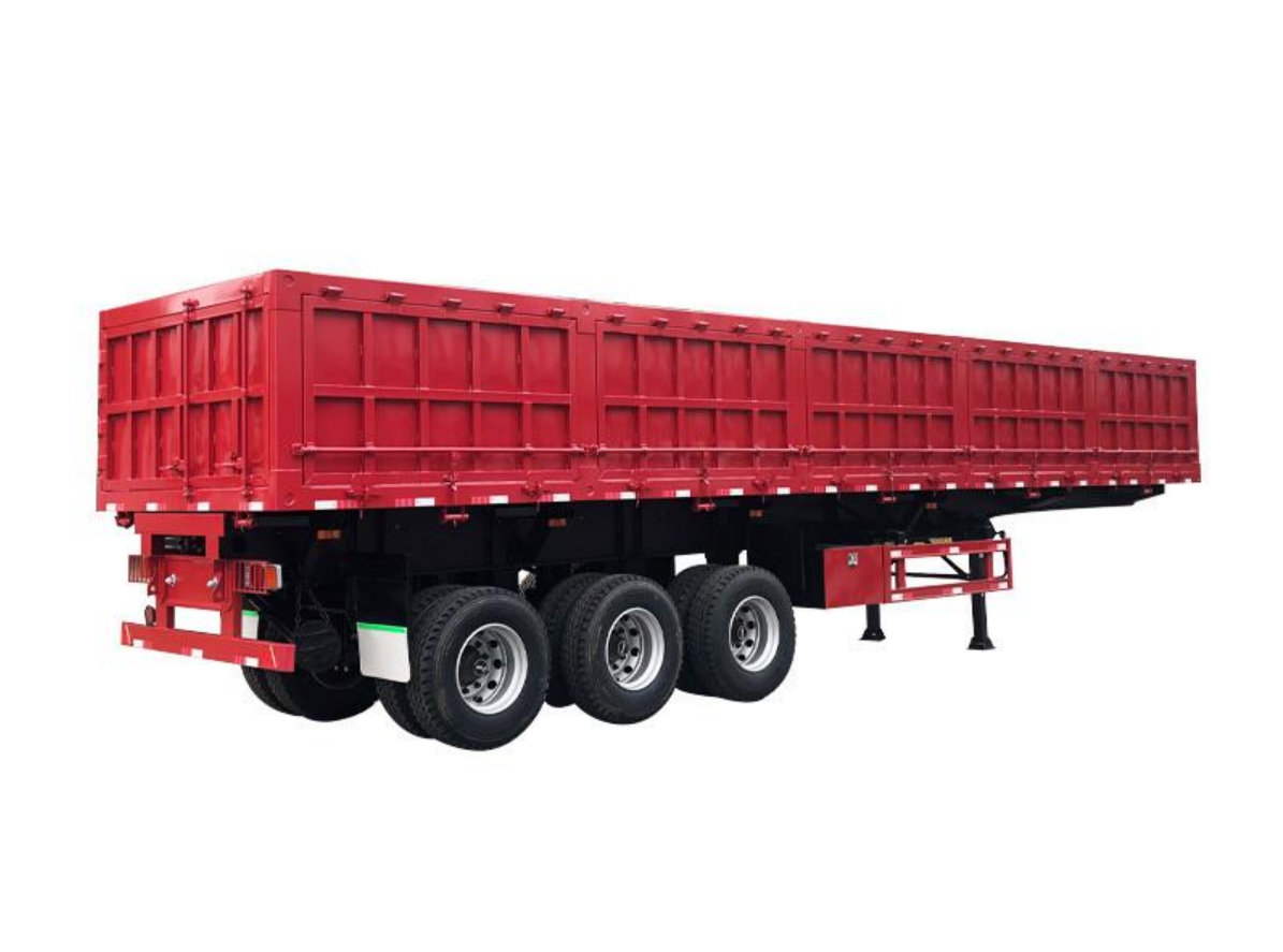 Heavy Duty Side Tipper Trailer, Large Bore Hydraulic Lifting Cylinder, Anti-roll Cross Balance Beam For Mine Sand Transport