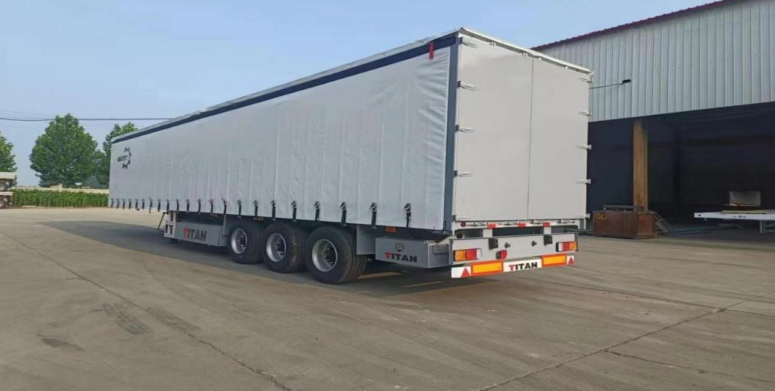 3 Axle Curtain Side Semi Trailer, 40-100 Ton Sliding Curtain Box Trailer For Pallet & General Cargo Forklift Loading Export