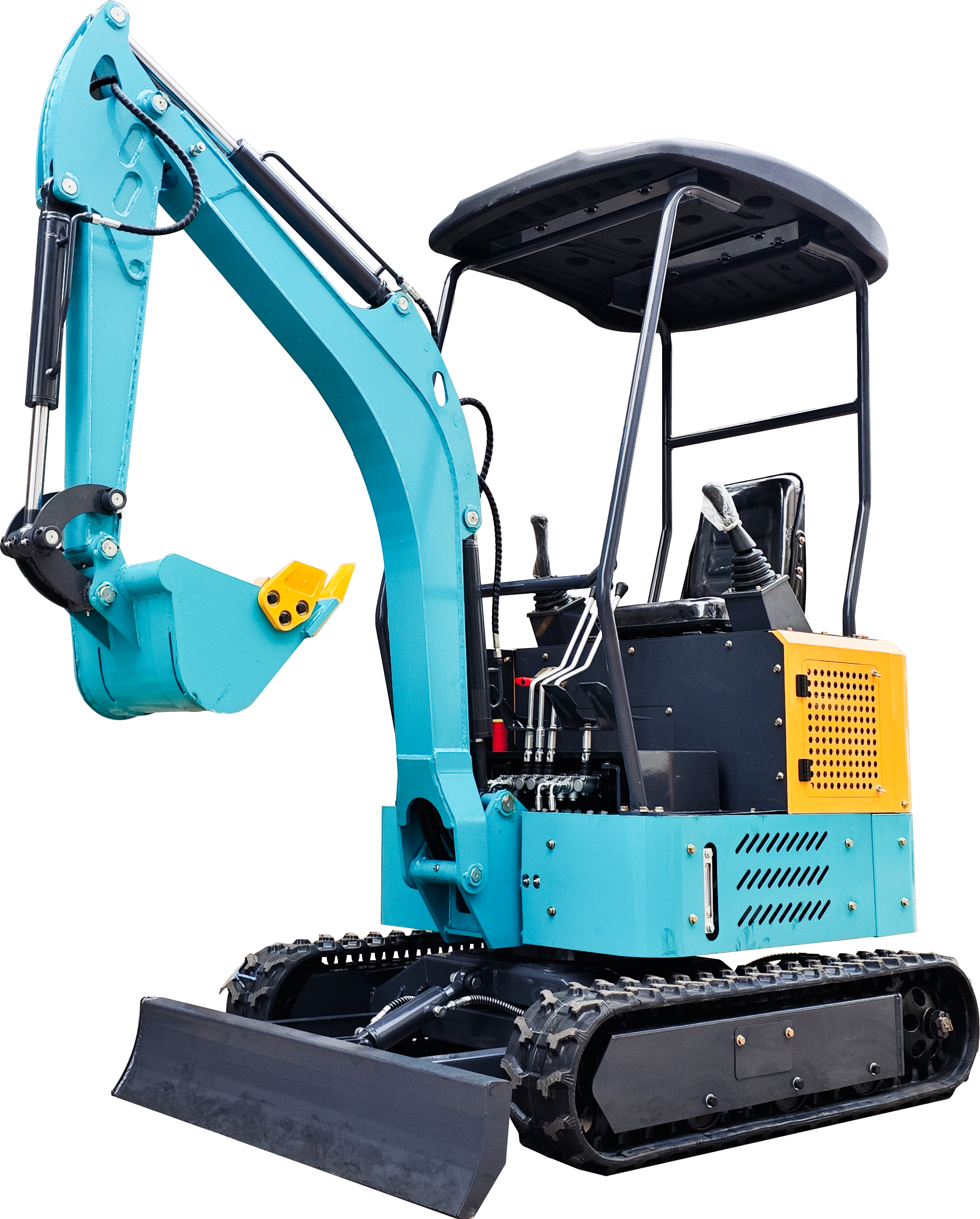Model 17 Enclosed Cab Mini Excavator, 1.7 Ton Kubota D1105 Zero Tail Indoor Construction Digger for Farm Garden and Small Earthmoving Work