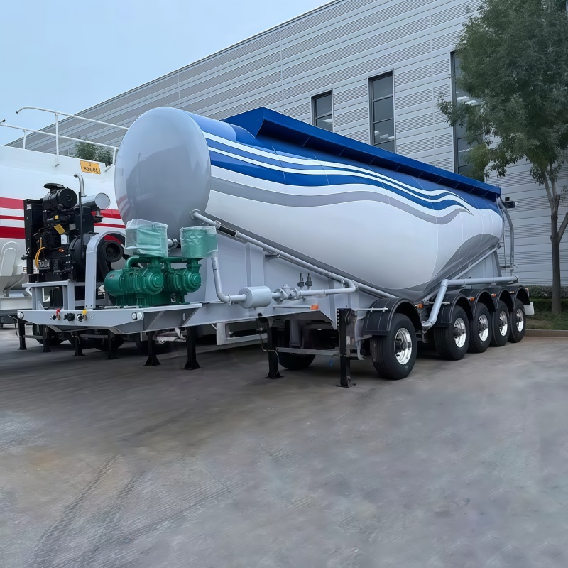 Custom Heavy-Duty 5-Axle WV Bulk Cement Tank Semi-Trailer Made in Chinese Factory Lifting Axle Available Suitable for Transportation on Various Complex Roads, Fast Discharging & Low Residual Material