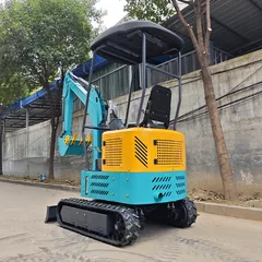 Model 17 Enclosed Cab Mini Excavator, 1.7 Ton Kubota D1105 Zero Tail Indoor Construction Digger for Farm Garden and Small Earthmoving Work