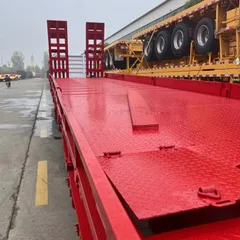 Multi-Axle Gooseneck Lowboy Semi-Trailer, load capacity 50/80/100/120 tons, ultra-low deck design for heavy machinery haulage, equipped with hydraulic foldable ramps