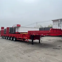 Multi-Axle Gooseneck Lowboy Semi-Trailer, load capacity 50/80/100/120 tons, ultra-low deck design for heavy machinery haulage, equipped with hydraulic foldable ramps