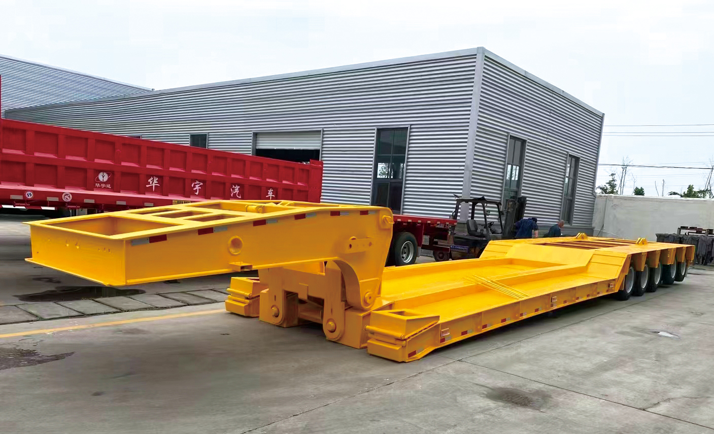 3 4 5axle Lowbed Semi Trailer 100 Ton Gooseneck Lowboy Flatbed Semi Trailer