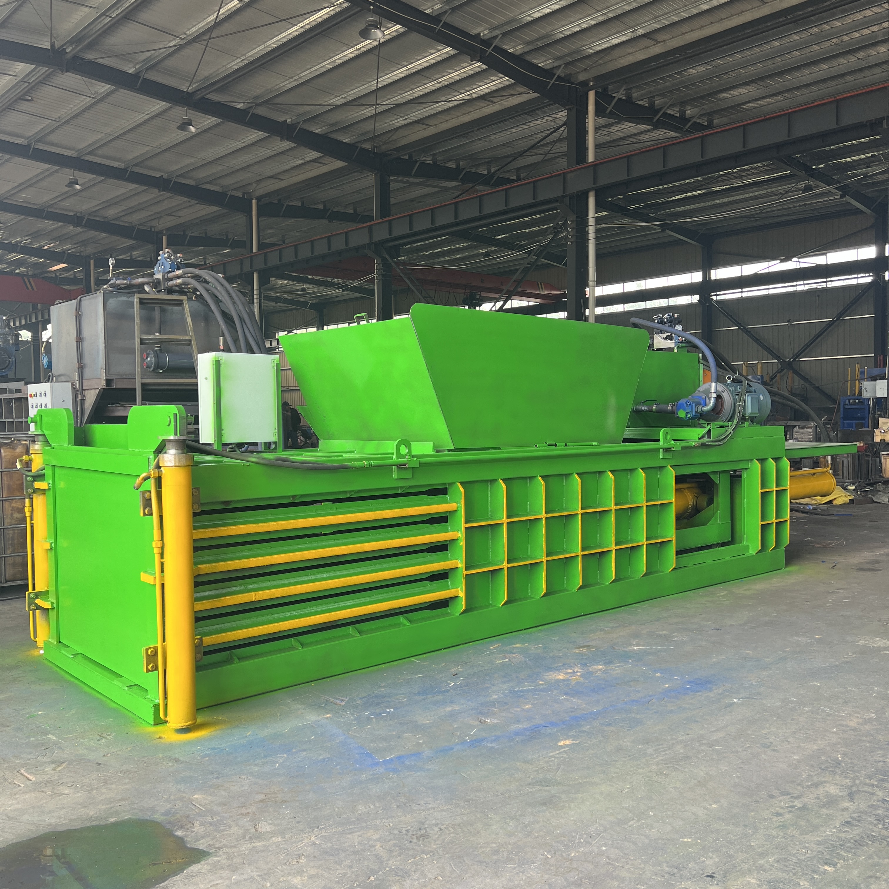140 Ton Automatic Horizontal Baler For Large Paper & Plastic Recycling Production Line, Auto Feeding High Density Bale