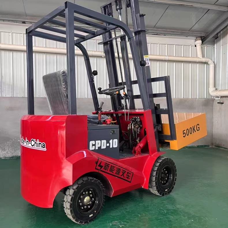 1 Ton Four Wheel Lithium Counterbalance Electric Forklift, Compact Silent Indoor Battery Stacker, Narrow Aisle Pallet Handling Truck