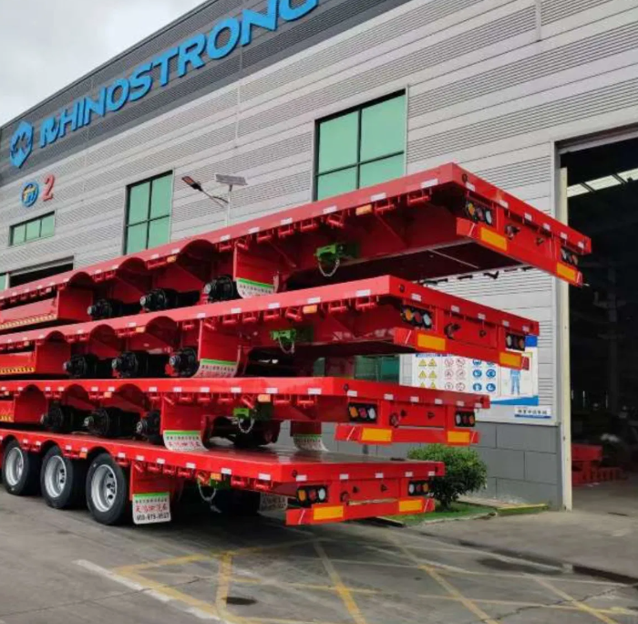 Heavy Duty Flatbed Semi Trailer High Load Capacity for Construction Material Transportation