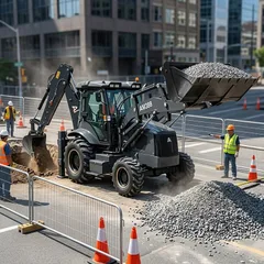 OEM compact backhoe loader for farm road maintenance and earthmoving