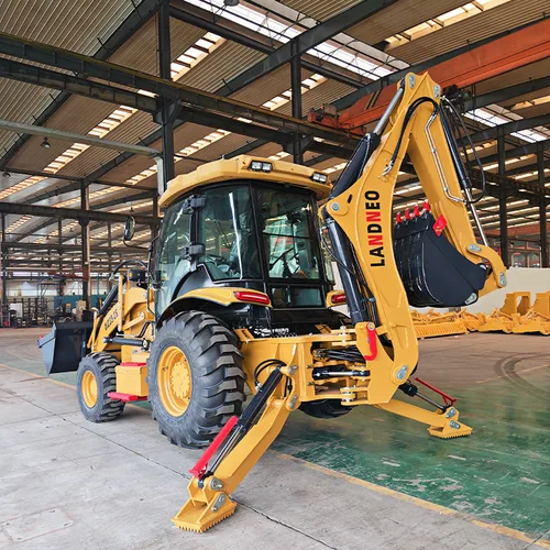 Construction backhoe loader with YUNYU front steering axle and large tyres