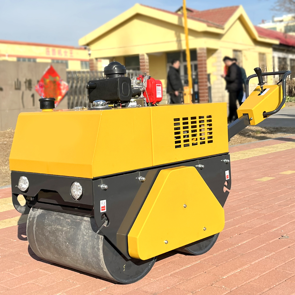 Luxin Walk-behind Double Drum Road Roller, Mini Hand-held Vibration Compactor For Sidewalk, Trench & Asphalt Pavement Compaction