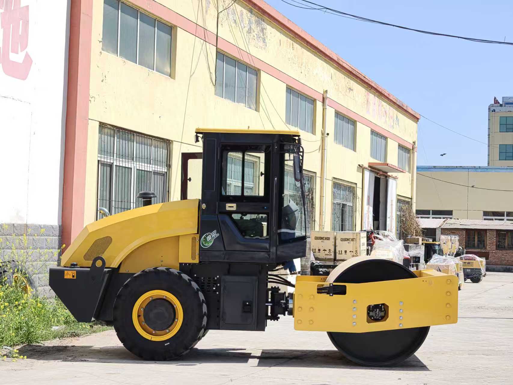 8 Ton Full Hydraulic Single Drum Road Roller, Large Ride-on Soil Compactor For Subgrade Backfill Vibration Compaction