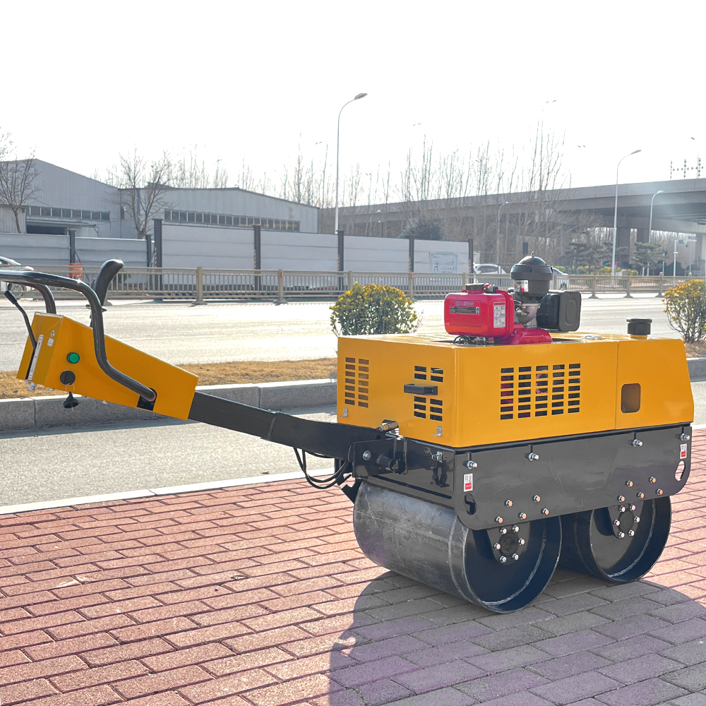 Luxin Walk-behind Double Drum Road Roller, Mini Hand-held Vibration Compactor For Sidewalk, Trench & Asphalt Pavement Compaction