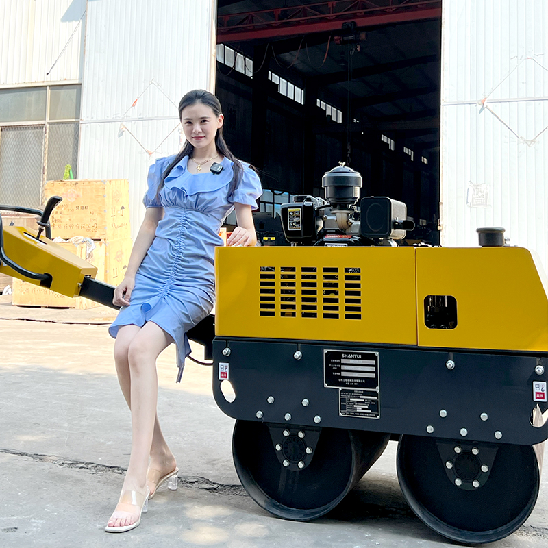 Luxin Walk-behind Double Drum Road Roller, Mini Hand-held Vibration Compactor For Sidewalk, Trench & Asphalt Pavement Compaction