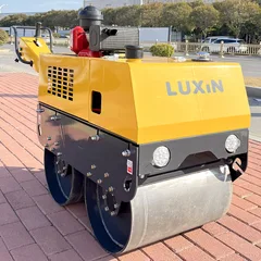 Luxin Walk-behind Double Drum Road Roller, Mini Hand-held Vibration Compactor For Sidewalk, Trench & Asphalt Pavement Compaction