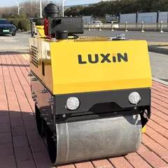 Luxin Walk-behind Double Drum Road Roller, Mini Hand-held Vibration Compactor For Sidewalk, Trench & Asphalt Pavement Compaction