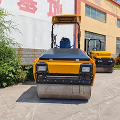 3.5 Ton Full Hydraulic Double Drum Road Roller, Ride-on Asphalt Compactor For Municipal Road & Trench Vibration Compaction