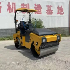 3.5 Ton Full Hydraulic Double Drum Road Roller, Ride-on Asphalt Compactor For Municipal Road & Trench Vibration Compaction