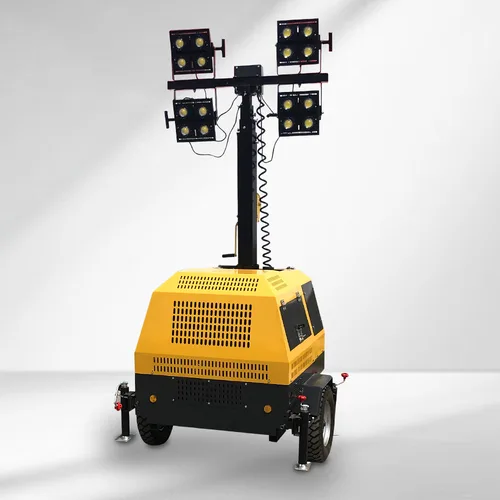 Mobile Diesel Lighting Tower, Automatic Lifting Emergency Construction Light Tower For Night Site & Rescue Lighting