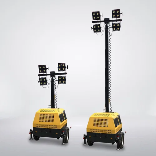 Mobile Diesel Lighting Tower, Automatic Lifting Emergency Construction Light Tower For Night Site & Rescue Lighting
