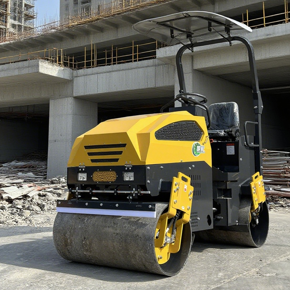 Luxin 2.5T Full Hydraulic Double Drum Road Roller, Ride-on Small Asphalt Compactor for Construction Trench Compaction