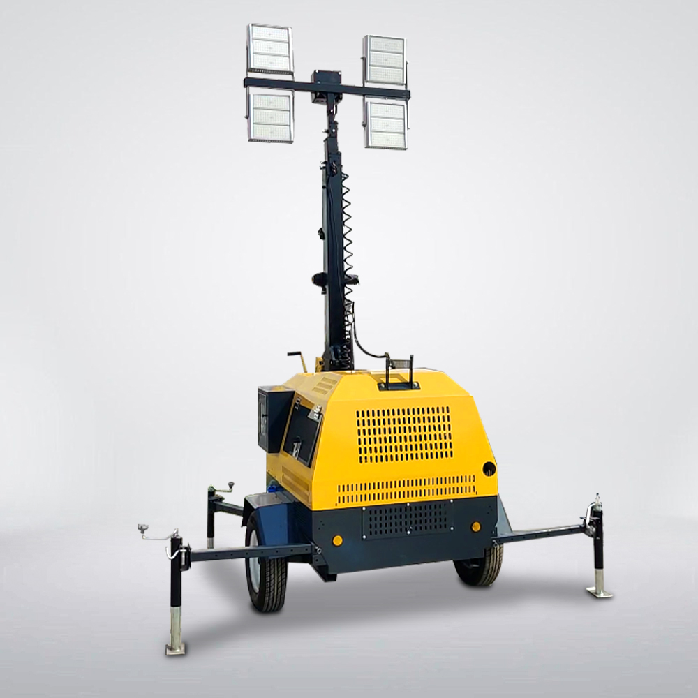 Mobile Diesel Lighting Tower, Automatic Lifting Emergency Construction Light Tower For Night Site & Rescue Lighting