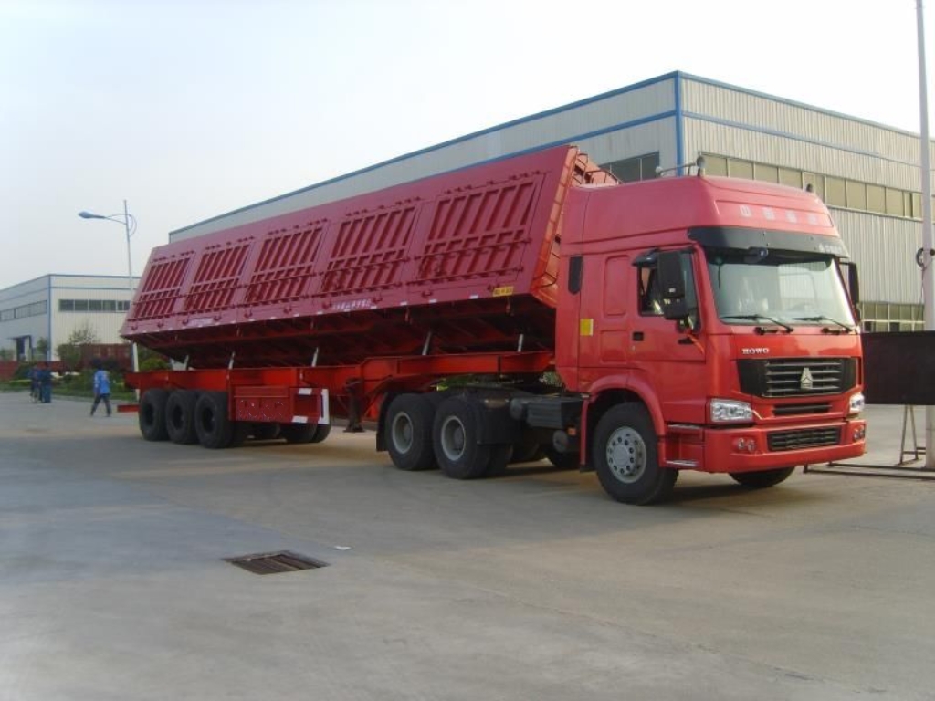 Heavy-duty Hydraulic Lifting Side Tipper Trailer Air Suspension / Mechanical Suspension Optional Customized Dimension