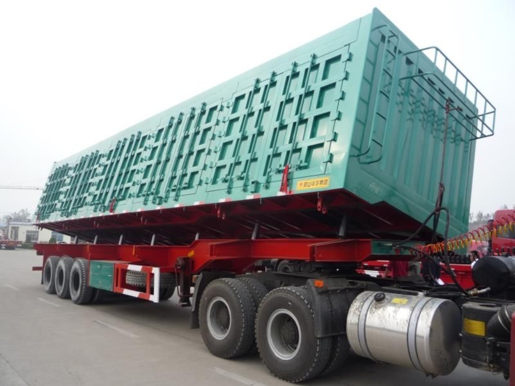 Heavy-duty Hydraulic Lifting Side Tipper Trailer Air Suspension / Mechanical Suspension Optional Customized Dimension
