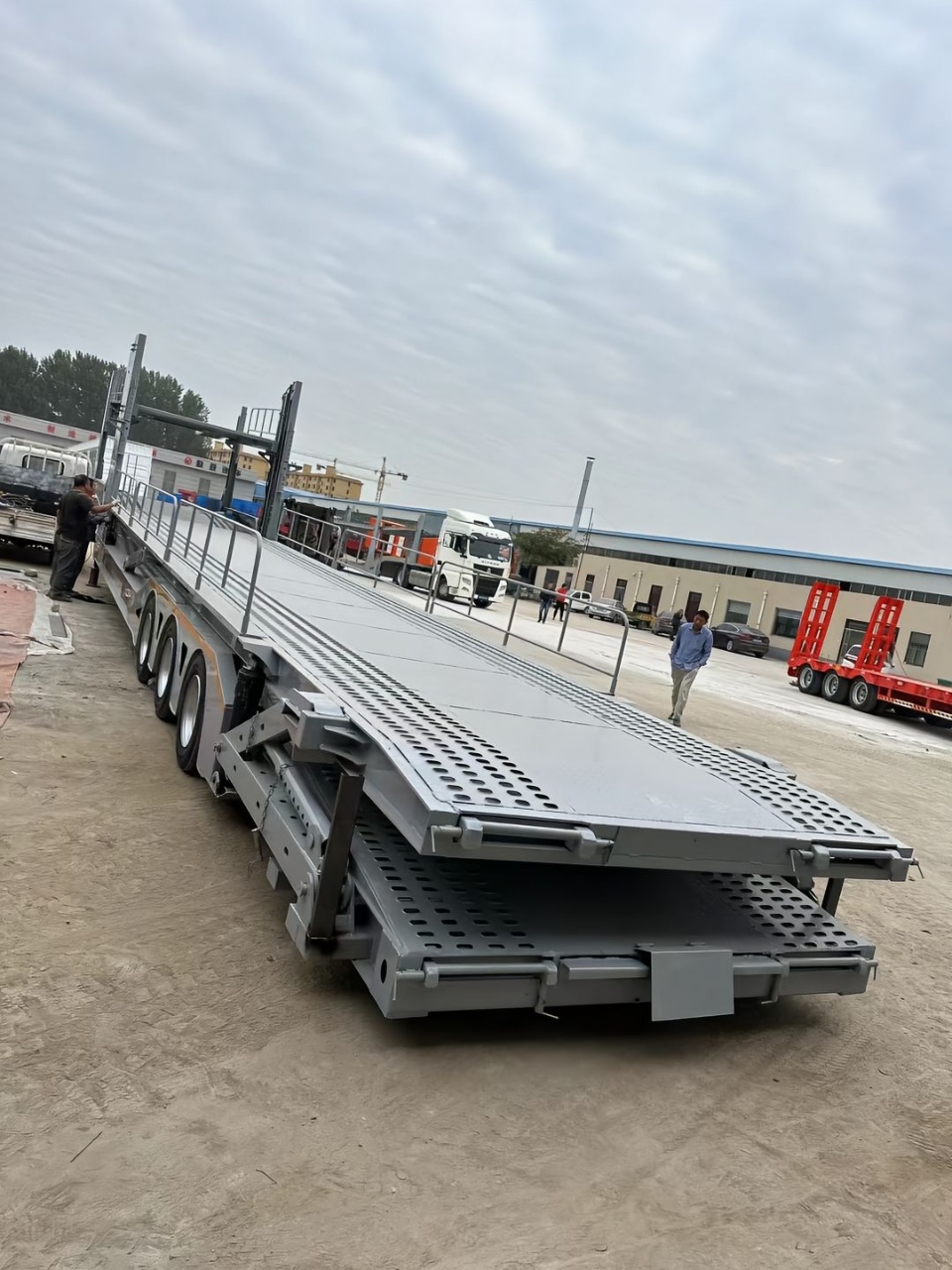 Factory Custom Tri-axle Double Deck Car Carrier Semi-trailer, Hydraulic Lifting Platform For Passenger Vehicle Delivery