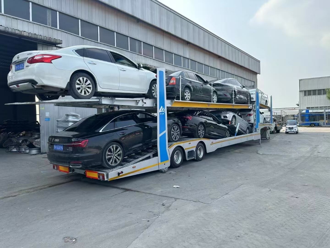 Factory Custom Tri-axle Double Deck Car Carrier Semi-trailer, Hydraulic Lifting Platform For Passenger Vehicle Delivery