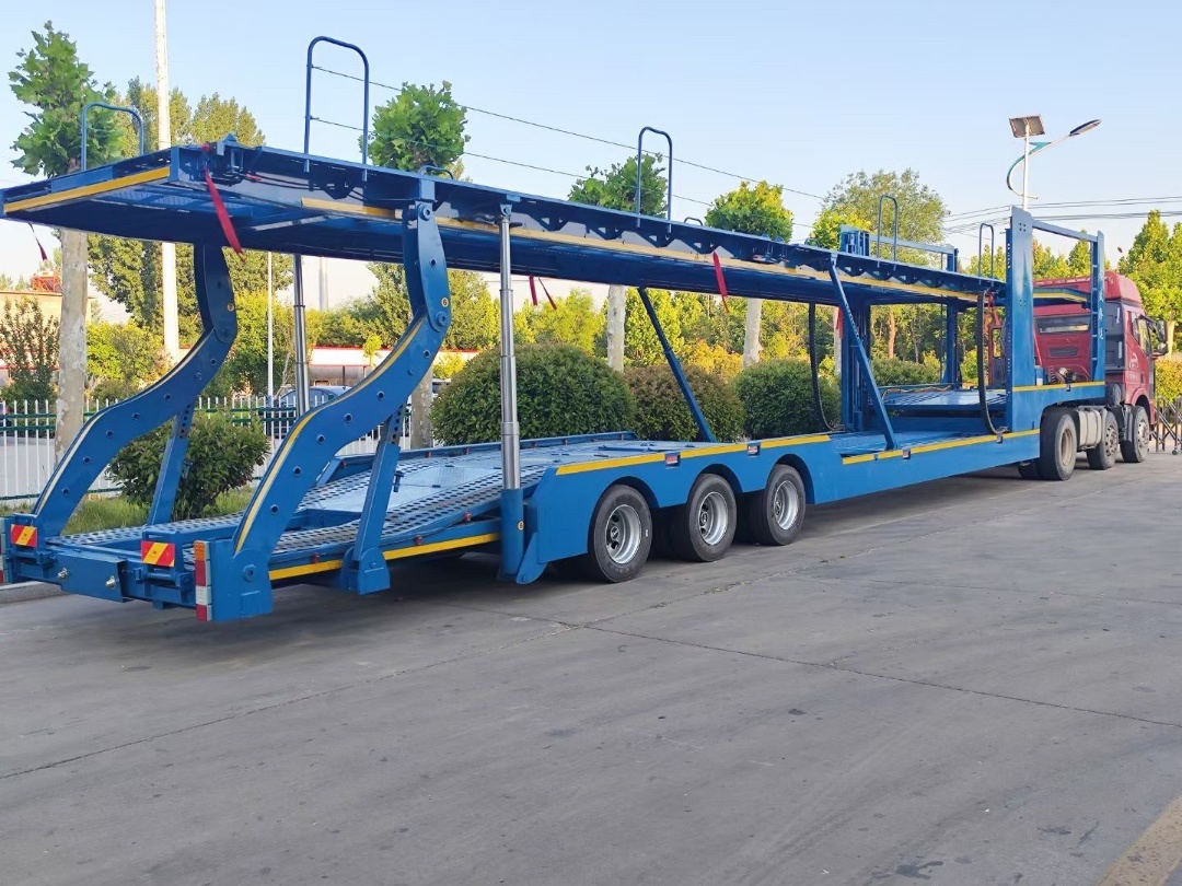 Factory Custom Tri-axle Double Deck Car Carrier Semi-trailer, Hydraulic Lifting Platform For Passenger Vehicle Delivery