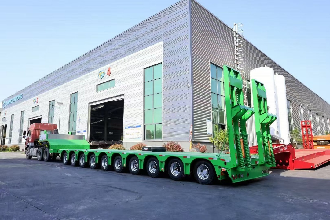 Multi-axle Low-bed Heavy Transport Semi-trailer Custom Axle Number Hydraulic Spring Ramp For Central Asia Wind Power Excavator Haulage