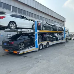 Factory Custom Tri-axle Double Deck Car Carrier Semi-trailer, Hydraulic Lifting Platform For Passenger Vehicle Delivery