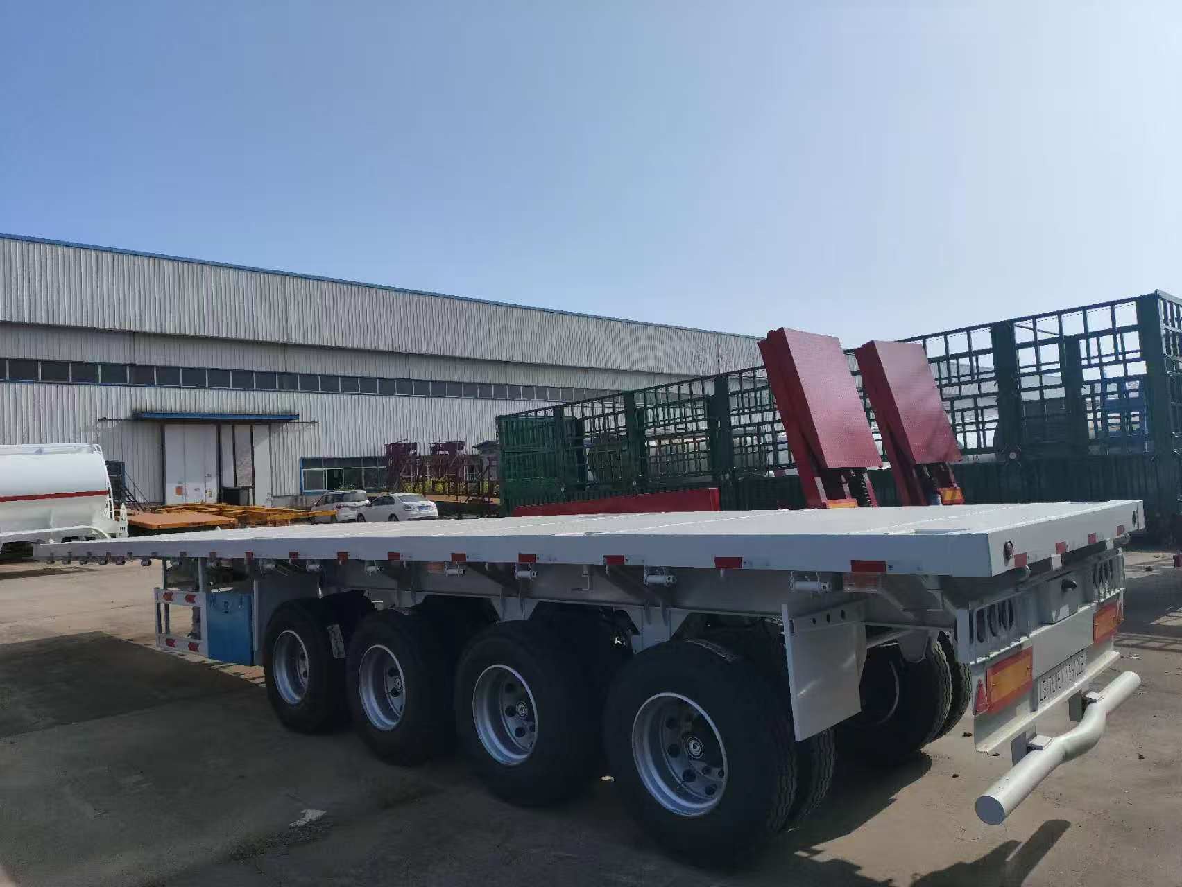 Standard Container Flatbed Trailer 12R22.5 Tires For 20ft/40ft Shipping Container Port Logistics Central Asia Africa