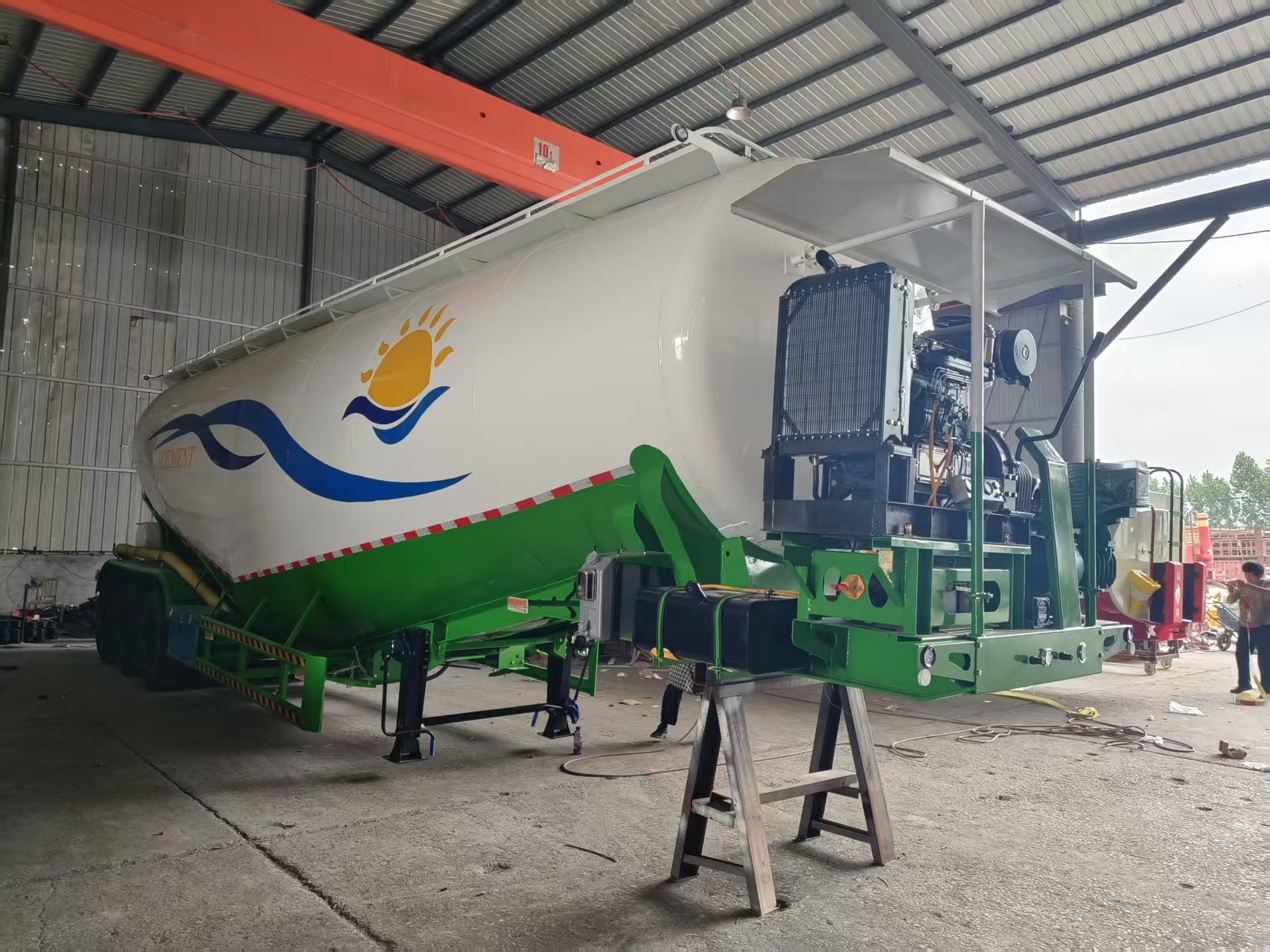Export Custom Bulk Powder Tank Semi-Trailer Cement Fly Ash Lime Powder Transport For Construction Mine Logistics