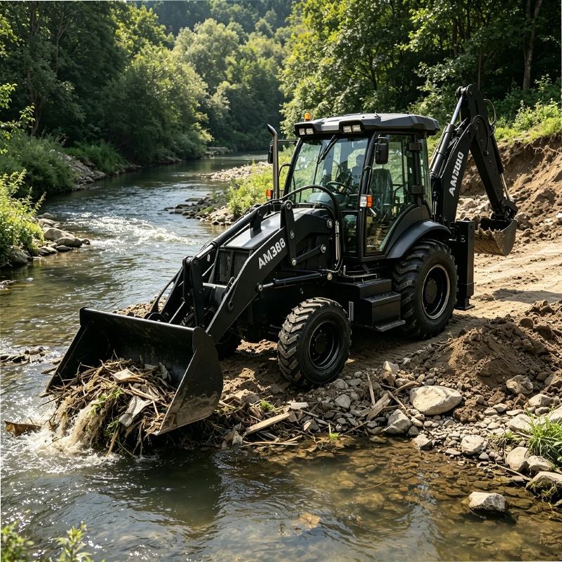 18.5 ton 4x4 backhoe loader with Cummins Euro 5 engine for earth moving loading trenching and foundation excavation