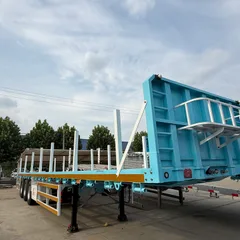 Axle Flatbed Trailer Wilth Columns Wood Log Trailer Timber Trailer Wood Steel Pipe Transport Trailer for Sale